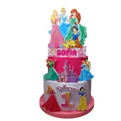 Torta Scenografica Principesse Disney in Polistirolo Personalizzata con Nome e Numero – Decorazione Compleanno Bambina 3D