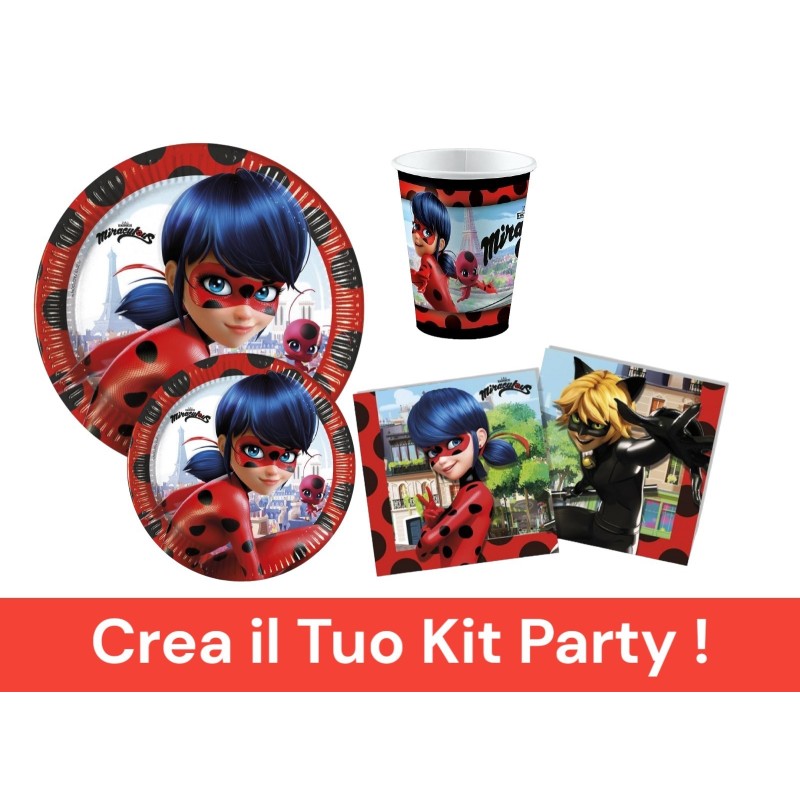 Coordinato per Feste Compleanno Miraculous Disney Lady Bugs Kit Party Bambini Festa e Party