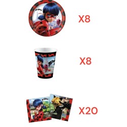 Coordinato per Feste Compleanno Miraculous Disney Lady Bugs Kit Party Bambini Festa e Party