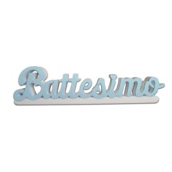 Scritta Polistirolo Battesimo con Base in 3D Celeste cm65 - Decorazione Centro Tavola