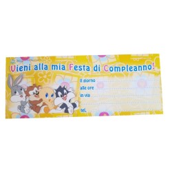 Inviti Compleanno Baby Looney Tunes – Biglietti Festa Bambini con Tweety, Taz, Silvestro e Bugs Bunny