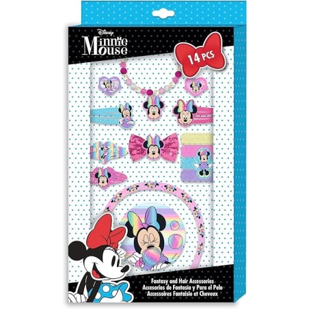 Set accessori per capelli 14pz Minnie Disney Cerchietto fermaglio bracciale Anello Idea Regalo