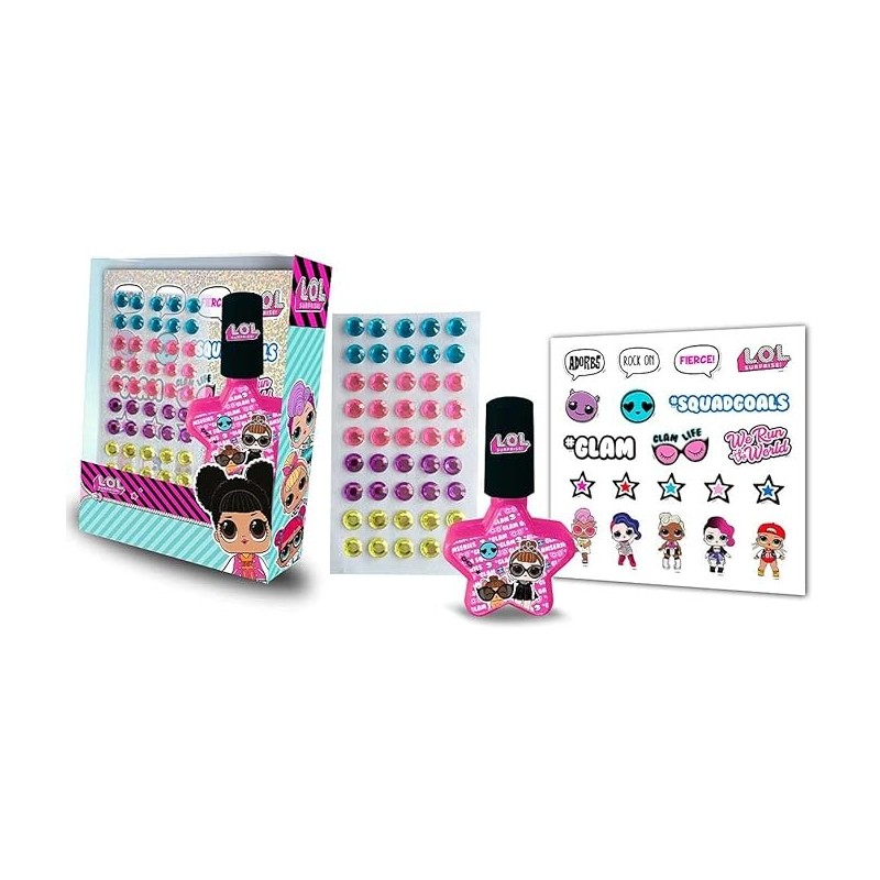 Smalto per Unghie con 40 adesivi strass L.O.L. Surprise Accessori Moda Idea Regalo Bambina