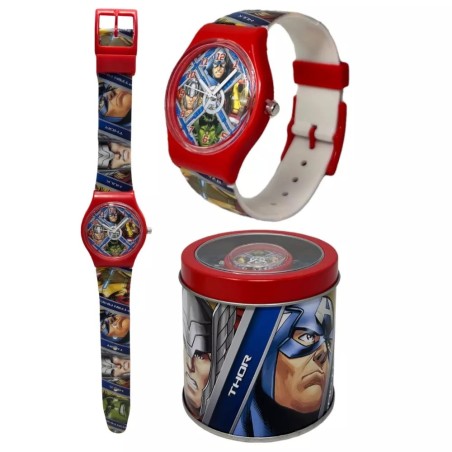 Orologio Analogico Avengers Marvel con Scatola in Latta – Idea Regalo Bambino