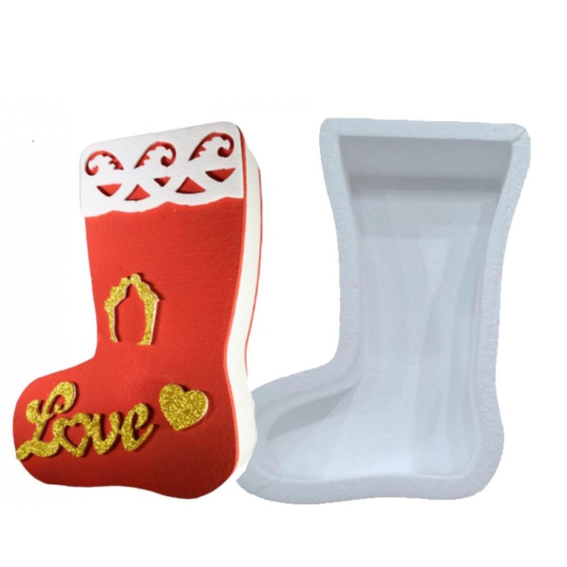 Calza Befana 3D I Love – Scatola Contenitore in Polistirolo 40x27x13 Porta Dolci, Caramelle e Cioccolatini