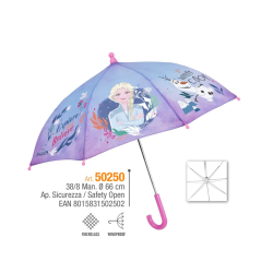 Ombrello Frozen Disney con Apertura di Sicurezza Manuale Telaio in Fibra di Vetro Antivento 38cm