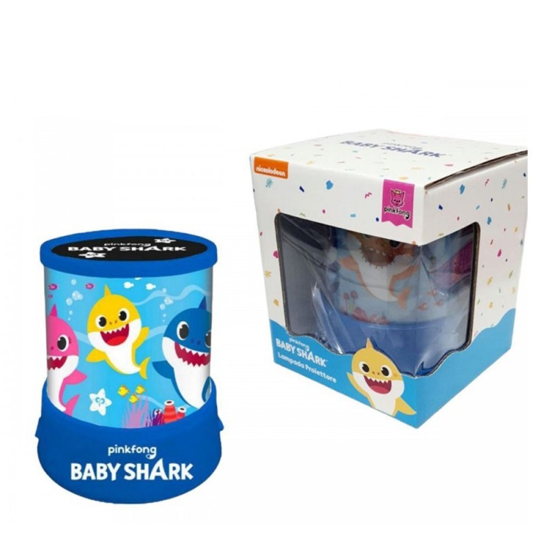 Lampada LED Notturna Baby Shark 12 cm – Proiettore da Tavolo per Bambini con Luce Soffusa e Immagini Colorate – Luce Notturna