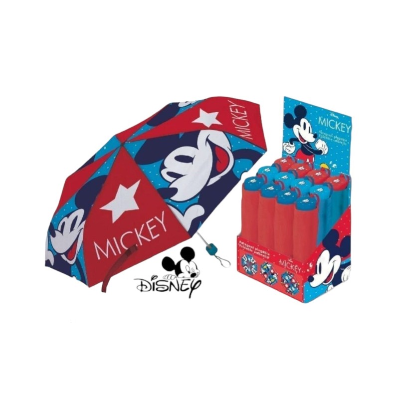 Ombrello Pieghevole Bambino Mickey Mouse Antivento con Struttura Rinforzata Ombrello Portatile per Borsa, Zaino o Viaggio