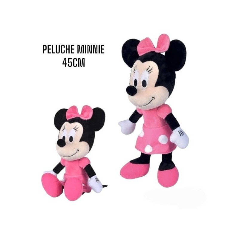 Peluche Minnie Disney Medium - Pupazzo Morbido 45 cm con Fiocco Rosa a Pois, Regalo Ideale per Bambine