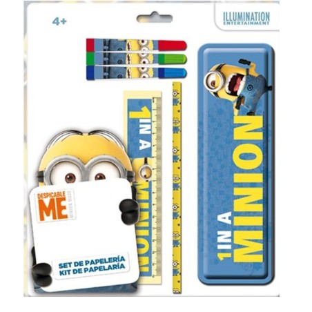 Set Cancelleria Minions – Astuccio in Latta con Matita, Righello e Pennarelli Colorati | Idea Regalo Scuola e Fine Festa