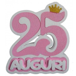 Centrotavola Numero 25 in Polistirolo con Scritta "Auguri" e Coroncina – 33 cm