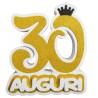 Numero 30 in polistirolo con scritta "Auguri" e coroncina Decorazione centrotavola compleanno 30 anni – 33x33x6 cm