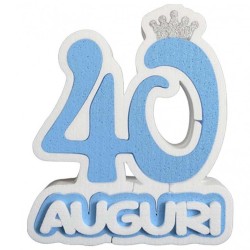 Numero 40 in polistirolo con scritta "Auguri" e coroncina Decorazione centrotavola compleanno 40 anni – 33x33x6 cm