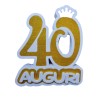 Numero 40 in polistirolo con scritta "Auguri" e coroncina Decorazione centrotavola compleanno 40 anni – 33x33x6 cm