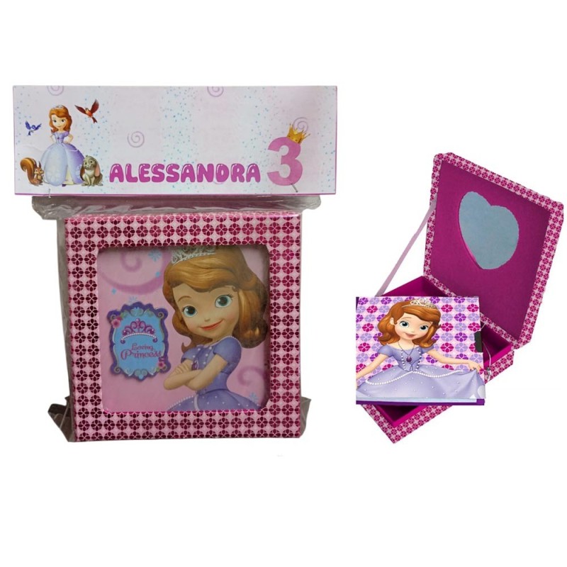 Diario Segreto Disney Principessa Sofia Personalizzato con Specchietto a Cuore 12 cm – Regalino Compleanno, Fine Festa