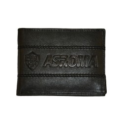 PORTAFOGLIO PORTACARTE UOMO AS ROMA CALCIO ORIGINALE IN VERA PELLE LOGO PRODOTTO UFFICIALE