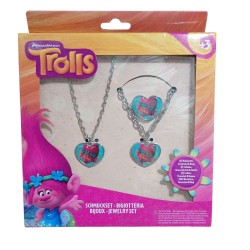 Trolls Set Gioielli Bambina – Collana, Braccialetto e Anello in Metallo con Confezione Regalo Ufficiale