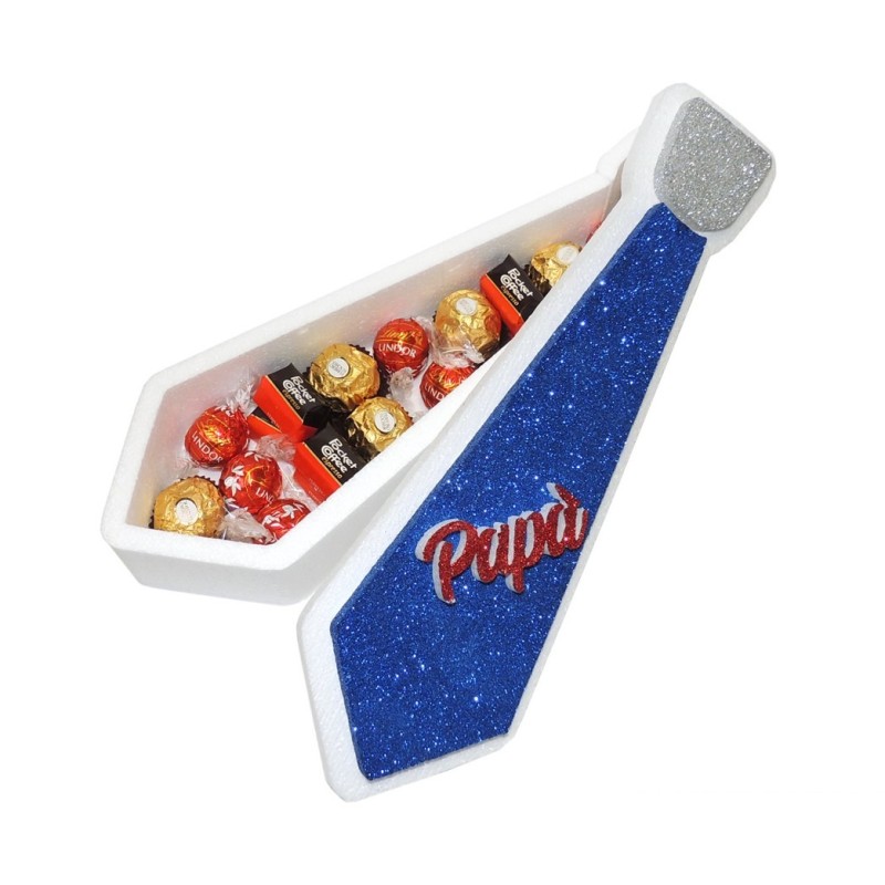 Scatola Sagomata Cravatta Papà 36x14x10cm Scatola Porta cioccolatini a tema festa del papà