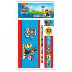 Blister Scuola 5 Pezzi Paw Patrol - Astuccio Portacolori, Matita, Gomma, Righello, Temperino