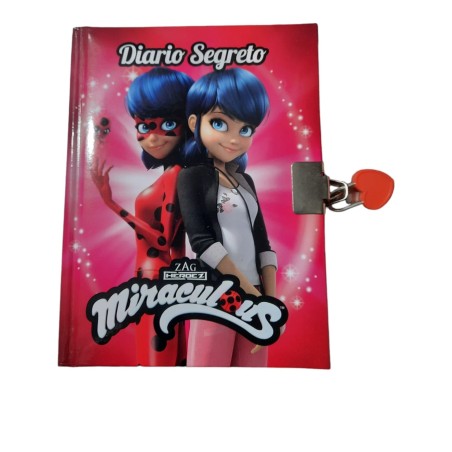 Diario Segreto Miraculous Disney Morbido con Lucchetto Cuore - Dimensioni 16x12 cm