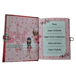 Diario Segreto Miraculous Disney Morbido con Lucchetto Cuore - Dimensioni 16x12 cm