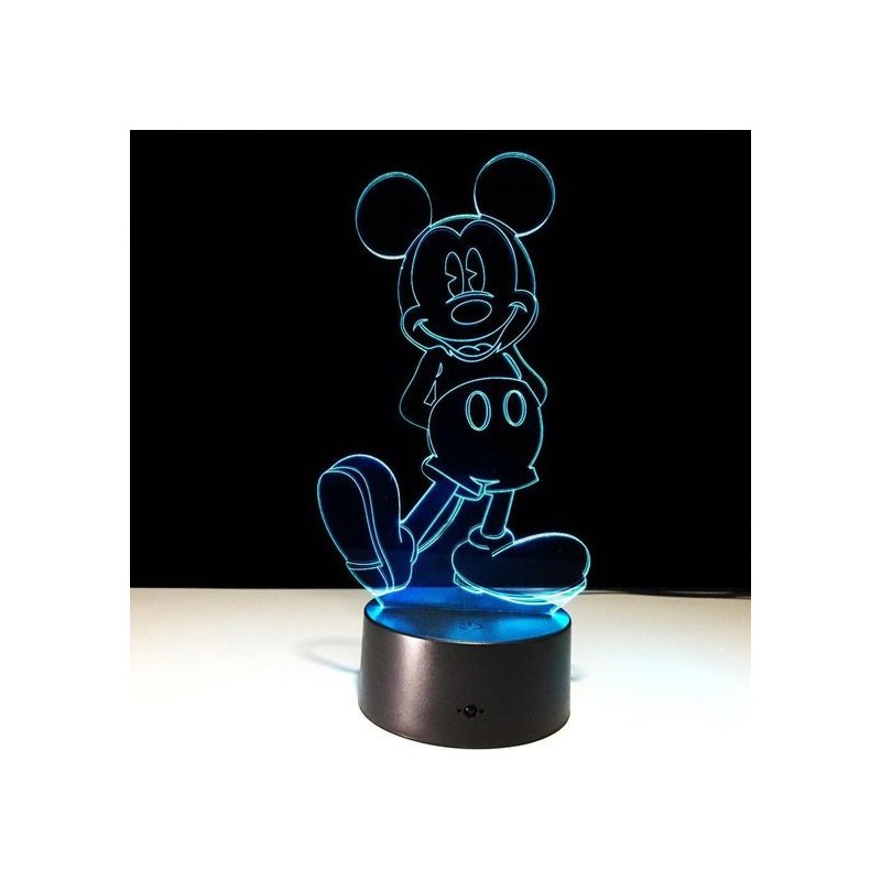 Lampada LED Personalizzabile Mickey Mouse in Plexiglass, Luce Notte RGB Multicolore - Idea Regalo Unica, Altezza 20 cm