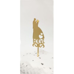 Cake Topper per Matriomonio in plexiglass specchiato - Silhouette Sposi Decorazione Torta
