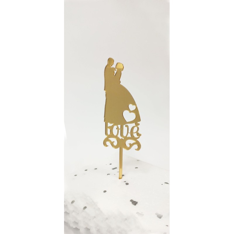 Cake Topper per Matriomonio in plexiglass specchiato - Silhouette Sposi Decorazione Torta