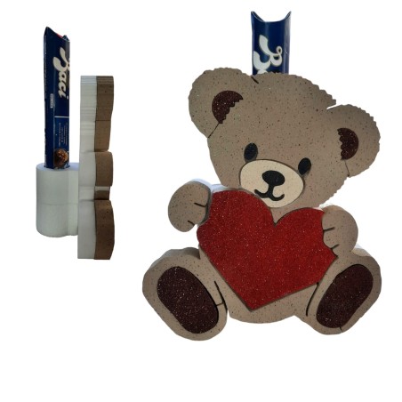 Orsetto in Polistirolo Porta Cioccolatini con Cuore Idea Regalo San Valentino cm 28