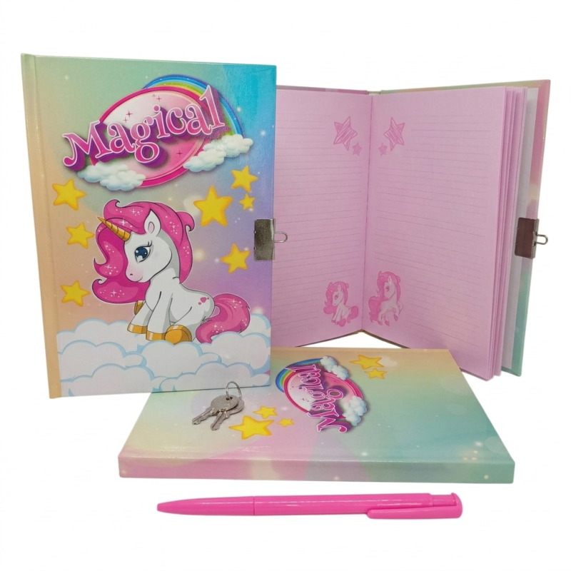 Diario Segreto Unicorno "Magical" – Set con Lucchetto e Penna – 18x13 cm