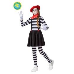 Vestito Carnevale da Mimo Bambina Costume Travestimento Mascherato
