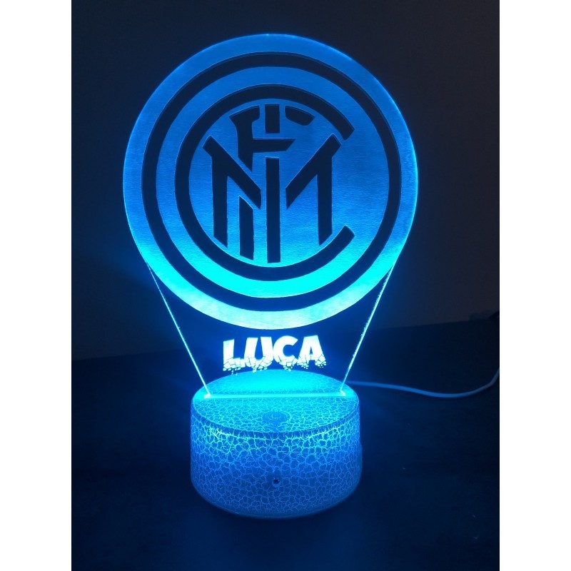 Lampada led FC.Inter Personalizzabile plexiglass personalizzata Luce Notte idea regalo Calcio cm 20