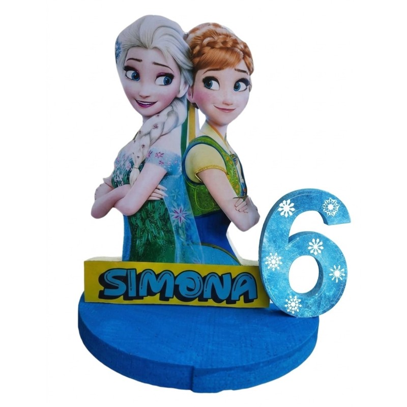 Centrotavola 3D Frozen Anna ed Elsa Personalizzato – Decorazione Compleanno in Polistirolo