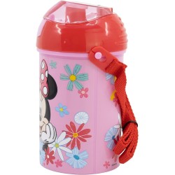 Borraccia Pop-Up Minnie Disney in Plastica con Tracolla scuola e tempo libero Bambina