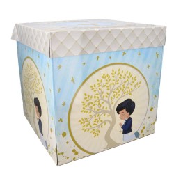 Box Sorpresa Prima Comunione Celeste 20x20 cm – Scatola Regalo Surprise per Comunione Bambino