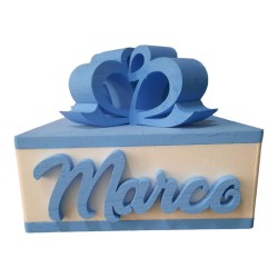 Scatola Regalo Personalizzata con Nome e Colore – 50x50 cm con Coperchio e Fiocco 3D Elegante