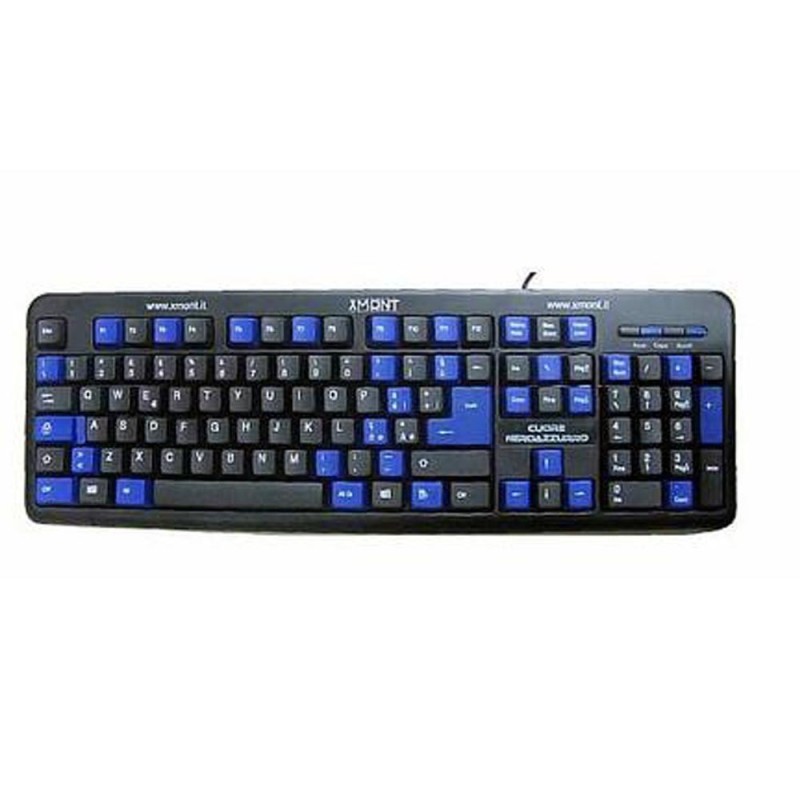 Tastiera Cuore NeroAzzurro XM-011 con Cavo USB – Design Sportivo, Tasti Silenziosi, Alta Precisione per PC e Laptop