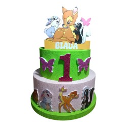 Torta Scenografica in Polistirolo Tema Bambi Disney – Personalizzabile con Nome e Numero – Decorazione per Compleanno Bambini