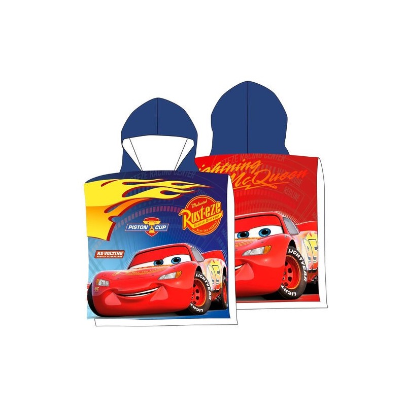 Telo Accappatoio Poncho 110x55 cm in Microfibra Disney Cars - Asciugamano Poncho Bambino"