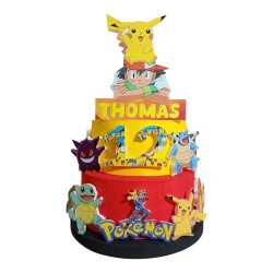 Torta Scenografica Pokémon Personalizzata con Nome e Età 70 cm – Torta Finta in Polistirolo per Festa di Compleanno Bambini