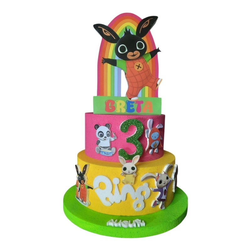 Torta Scenografica Bing in Polistirolo Personalizzata con Nome ed Età – Decorazione Compleanno Bambini 70 cm