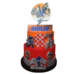 Torta Scenografica Moto Cross Personalizzata – Decorazione Spettacolare per Compleanni