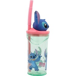 "Bicchiere con Cannuccia Stitch Disney 3D - Praticità e Divertimento per Bambini"