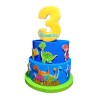Torta di Compleanno Dinosauri Personalizzata con Nome e Età – Decorazione 3D su 3 Livelli, Altezza 70 cm, Compleanno Bambini