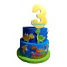 Torta di Compleanno Dinosauri Personalizzata con Nome e Età – Decorazione 3D su 3 Livelli, Altezza 70 cm, Compleanno Bambini