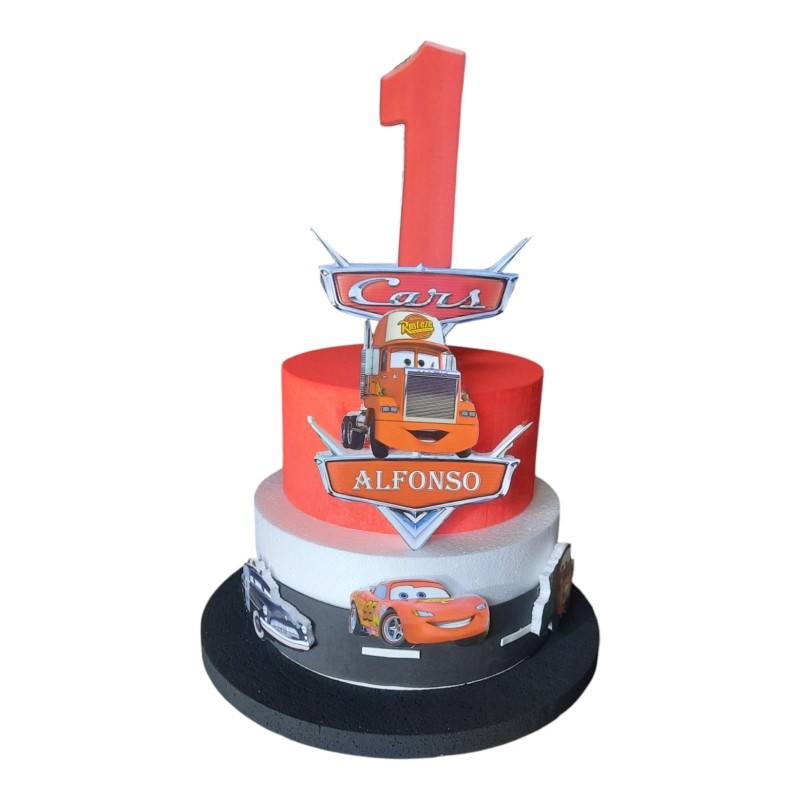 Torta Scenografica in Polistirolo Cars Disney Personalizzata - Decorazioni per Compleanni e Feste