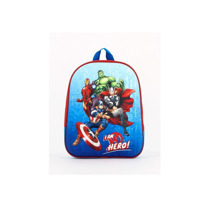 Zainetto Asilo 3D con LED Avengers - Cm. 32x26x11 - Spallacci Regolabili e Imbottiti