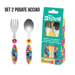 Set Posate Bambina Stitch – Forchetta e Cucchiaio in Acciaio Inossidabile