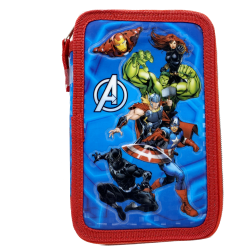 Astuccio Avengers Marvel 3 Zip Completo 44 Pezzi | Portacolori con Pennarelli Giotto Turbo Color Multiscomparto Originale