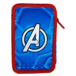 Astuccio Avengers Marvel 3 Zip Completo 44 Pezzi | Portacolori con Pennarelli Giotto Turbo Color Multiscomparto Originale